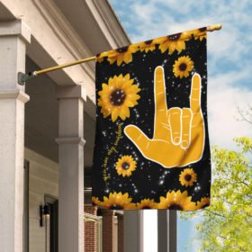 ILY Sign Language Sunflower Flag