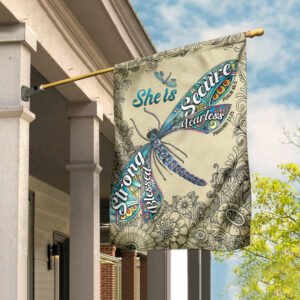 She Is Strong Secure Blessed Fearless, Dragonfly Flag