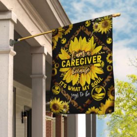 I Am A Caregiver Sunflower Leopard Flag