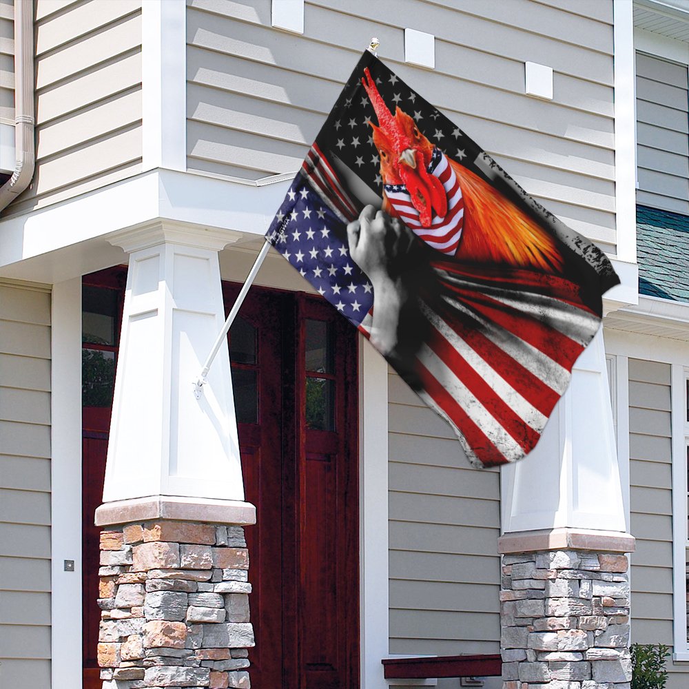Rooster Wearing Bandana American Flag DDH1472 House Flag Garden Flag 