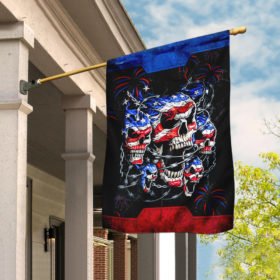 Skull Celebrate Fourth Of July Independent Day Flag
