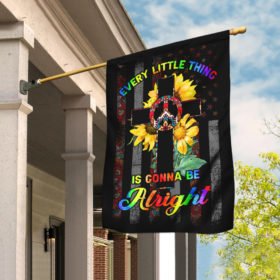 Every Little Thing Is Gonna Be Alright Hippie Christian Cross Flag
