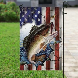 Bass Fishing American Flag