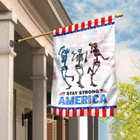Skull Dancing Stay Strong America 4th July Flag
