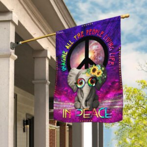 Hippie. Imagine All The People Living Life In Peace Flag
