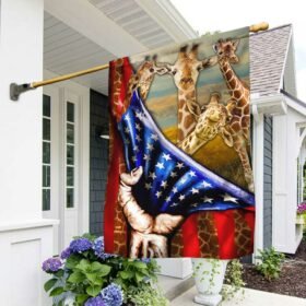 Giraffes American Flag