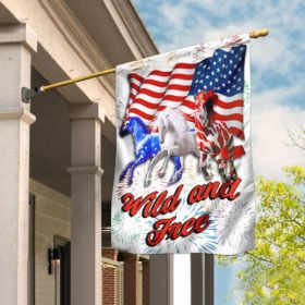 Wild And Free Horse 4th Of July Flag