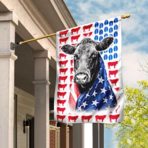 Black Angus Cattle Celebrate Fourth Of July Independence Day Flag
