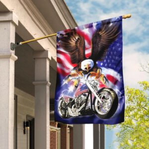 Motorcyle. Biker American Eagle Flag