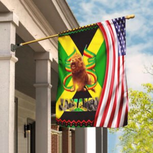 Rasta Lion Jamaica America Flag