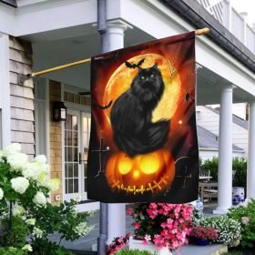 Halloween Black Cat Pumpkin Flag