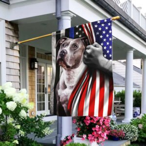Pit Bull. The Thin Blue Line America US Flag