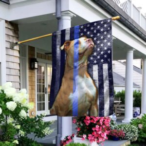 Pit Bull. Police Dog. The Thin Blue Line America Flag