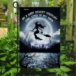 Fly Witch Broom Big Moon Night Sky Flag