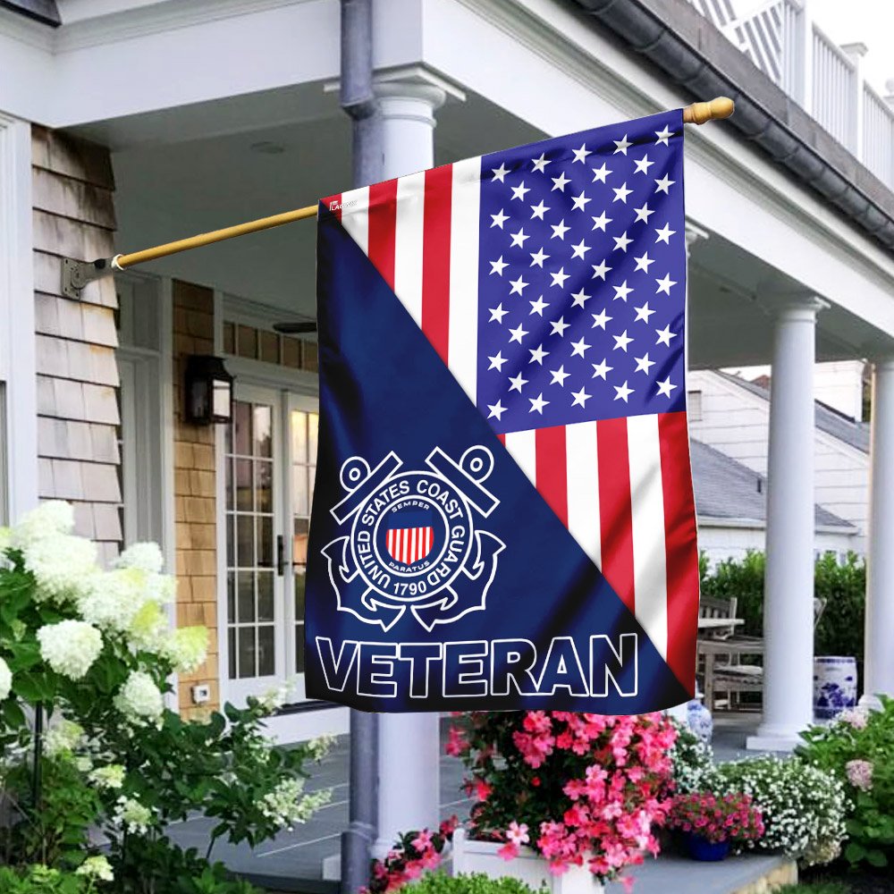 United States Coast Guard Veteran American Flag TRL194F3 Garden and House Flag 