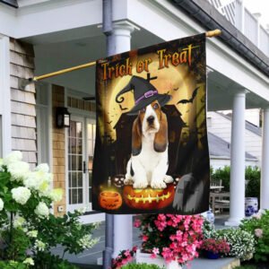 Basset Hound Halloween. Trick Or Treat Flag