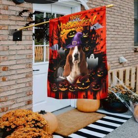 Basset Hound Happy Halloween Flag