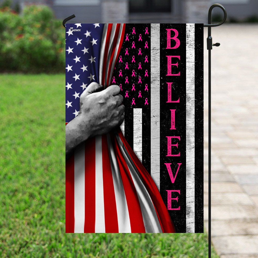 Believe Breast Cancer Awareness American US Flag TRL358F House Flag Garden Flag 