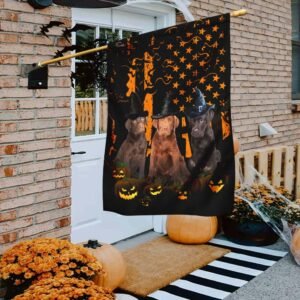 Labrador Retriever Halloween Pumpkin America Flag