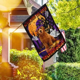 Never Mind The Witch Beware Of The Goldendoodle Flag Flagwix™ Happy Halloween Goldendoodle Flag