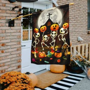 Skeleton Pumpkin Halloween Flag