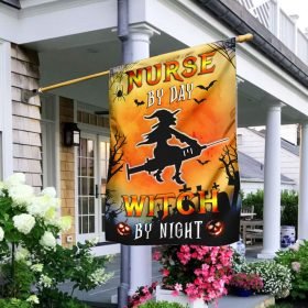 Nurse By Day Witch By Night Halloween Flag