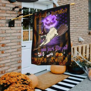 Pug Witch Switch Halloween Flag