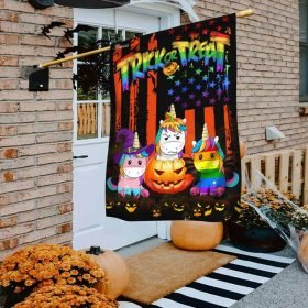 LGBT Unicorn Halloween Trick Or Treat Flag