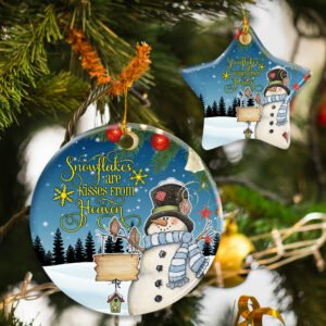 Snowflakes Are Kisses From Heaven Ceramic Ornament
