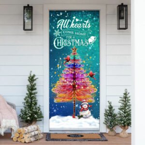 All Hearts Come Home For Christmas. Dragonfly Christmas Door Cover