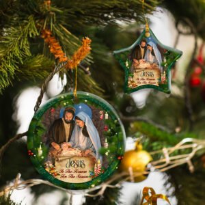 Jesus Merry Christmas Flagwix™ Jesus Is The Reason For The Christmas Ceramic Ornament