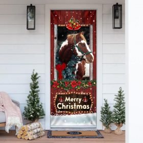 Beautiful Christmas Horse Door Cover