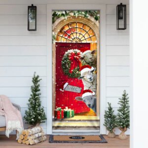 Christmas With My Herd Sheep Cattle Farmer Door Cover