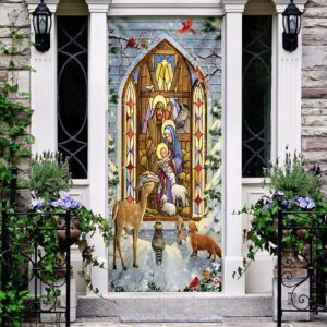 The Holy Family. Christmas Nativity Scene Door Cover