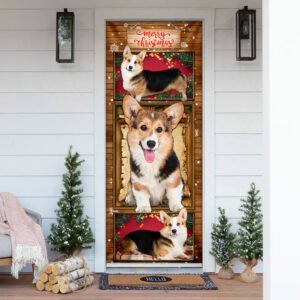 Merry Christmas. Corgi Christmas Door Cover