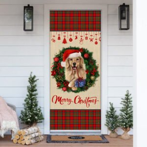 Merry Christmas Golden Retriever Door Cover