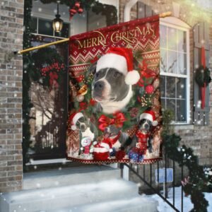 Christmas Begins With American Staffordshire Terrier Flag