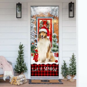 Rough Collie. Mery Christmas Door Cover