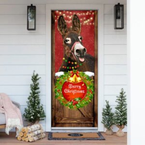 Merry Christmas. Donkey Smile Christmas Door Cover