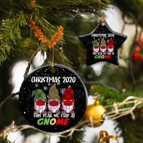 Christmas 2020 This year We Stay At Gnome Ceramic Ornament