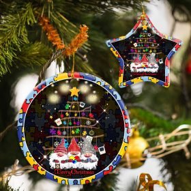 Autism Family Merry Christmas Ceramic Ornament