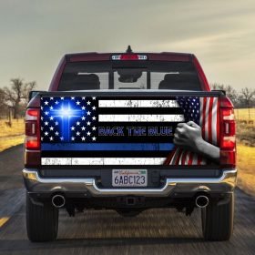 Back The Blue Christian Cross Truck Tailgate Decal Sticker Wrap