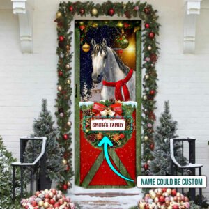 Personalized Christmas Horse Door Cover