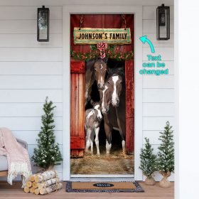 Personalized Family Horse Door Cover