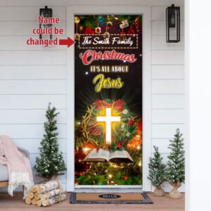 Personalized Christmas It's All About Jesus Door Cover