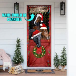 Personalized Horse. Merry Christmas Door Cover