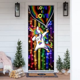 LGBT Pride Unicorn Love Is Love Door Cover