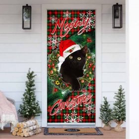 Black Cat. Meowy Christmas Door Cover