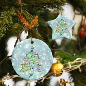 Hummingbird Christmas Tree Ceramic Ornament