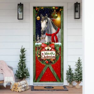 Horse Merry Christmas Door Cover